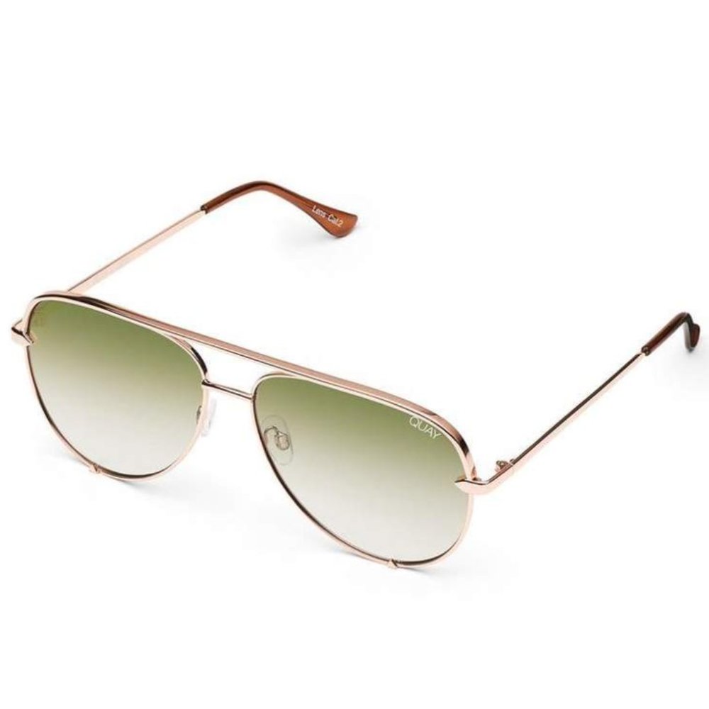 Quay Australia High Key Sunglasses - Gold Green
